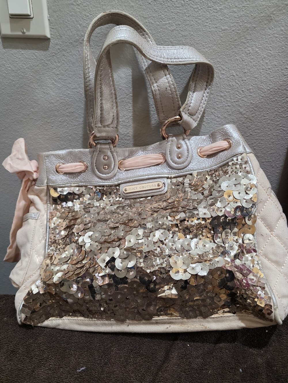 Vintage Juicy Couture Pink Sequin Tote Bag